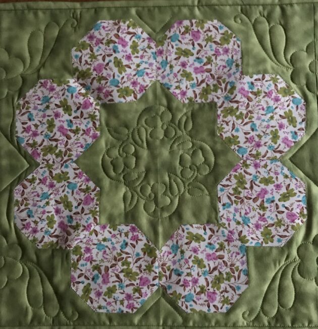 appliqued table runner in spring colours