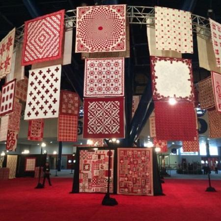 photo of red quilts