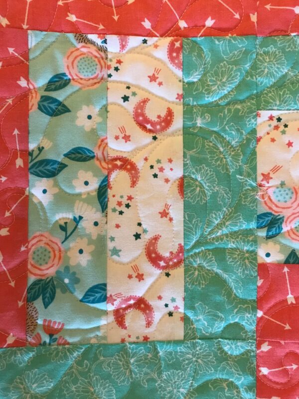 pink and green baby quilt