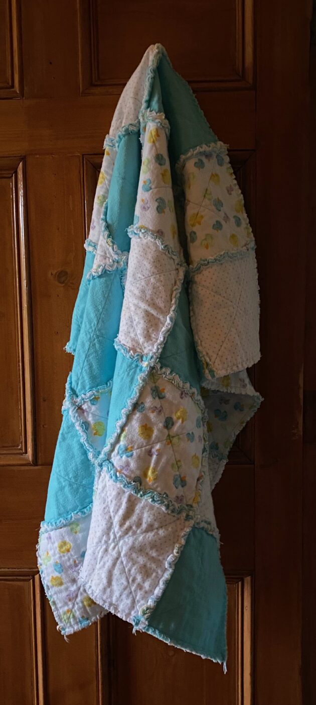 blue rag quilt for baby