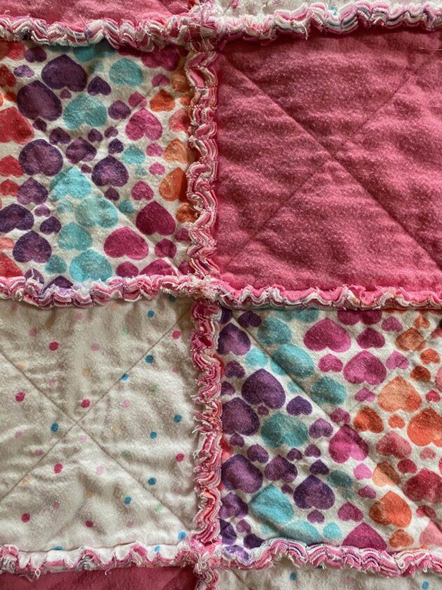 pink rag quilt for baby