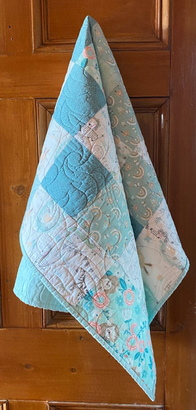 teal baby quilt