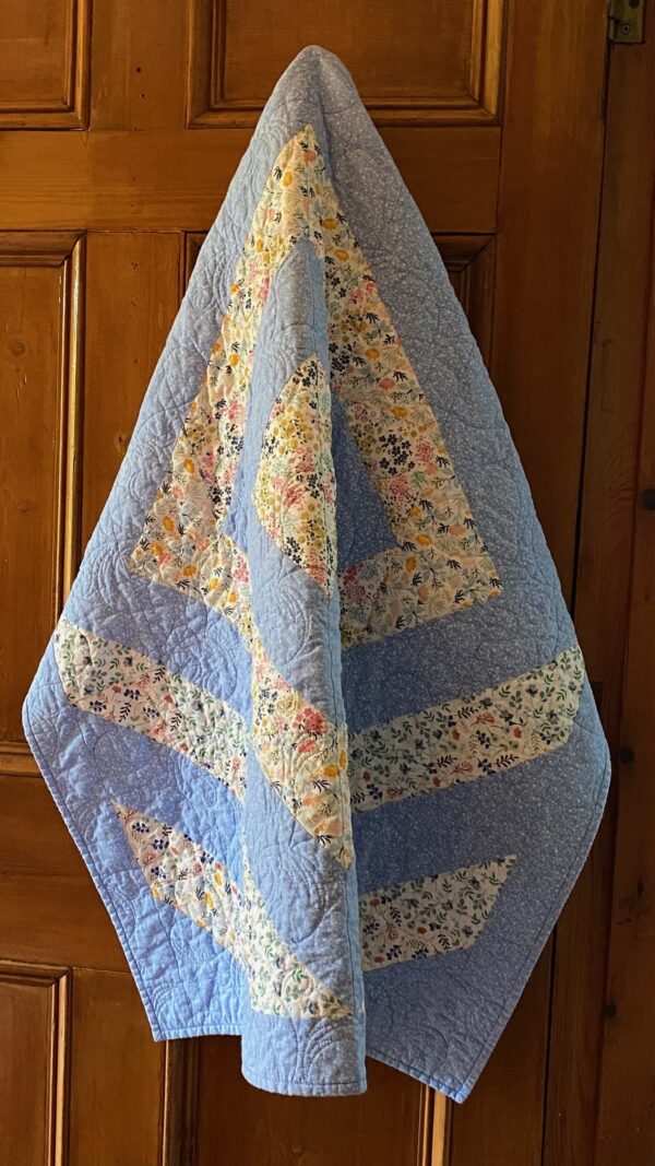 flowery blue baby quilt