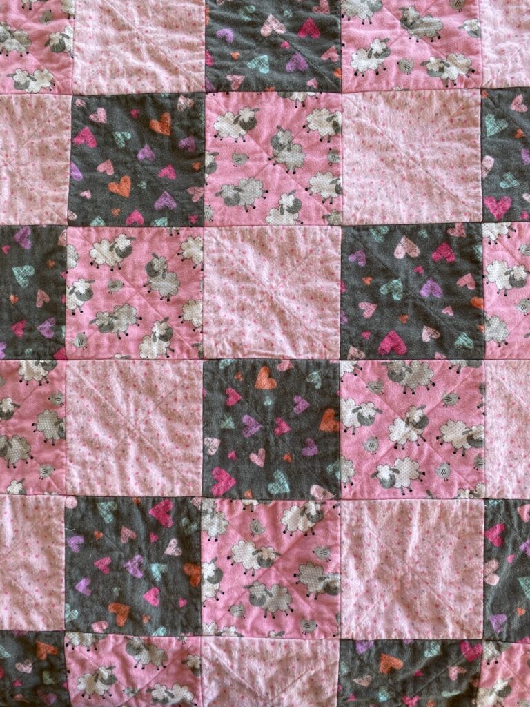 Hearts and Lambs Baby Rag Quilt - Image 4