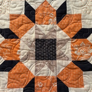 a close-up sample of longarm work done by Red Bridge Quilts