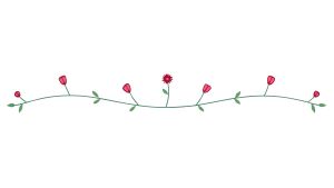 vector design of a wavy line of small red flowers on a vine of small green leaves